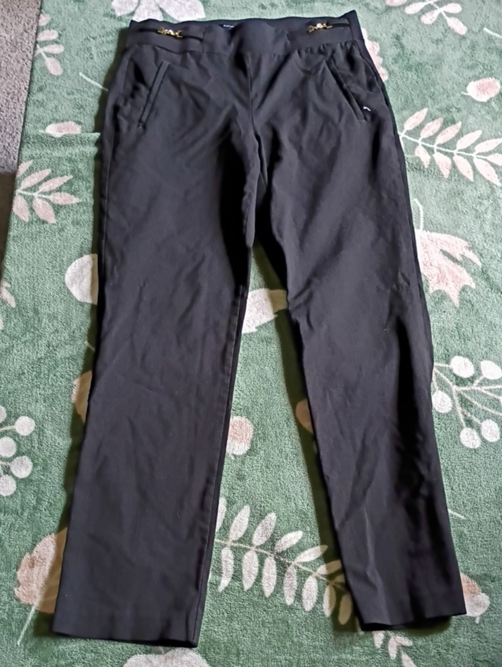 Counterparts Black Straight-Leg Pants with Gold Zipper Accents